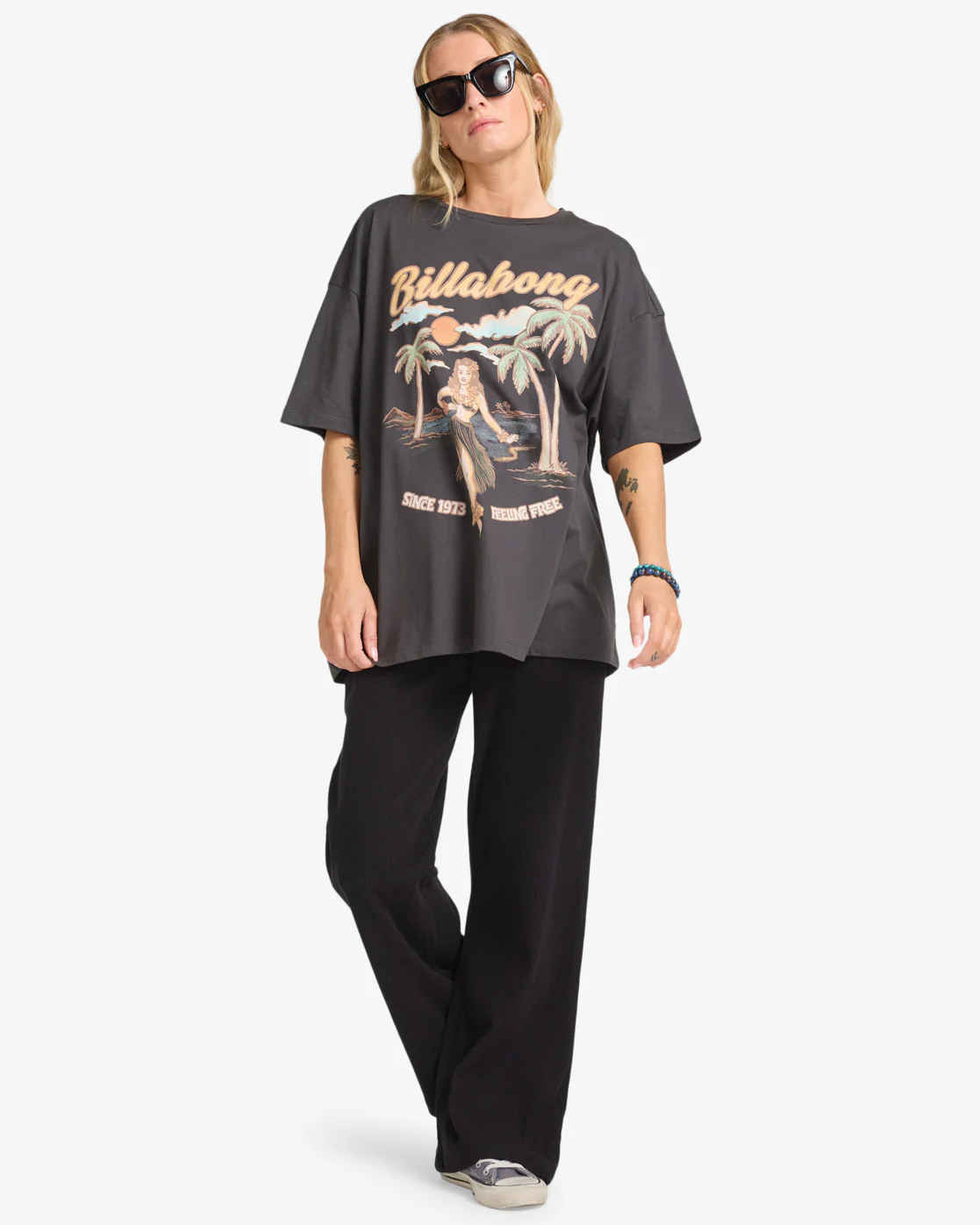 Billabong Womens' My Sunny Girl Short Sleeve T-Shirt Off Black EBJZT00477-OFB - Image 4