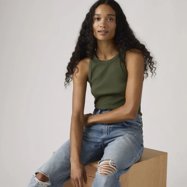 Levi's Women's Essential Racer Tank Top Green A33810034 - Image 3