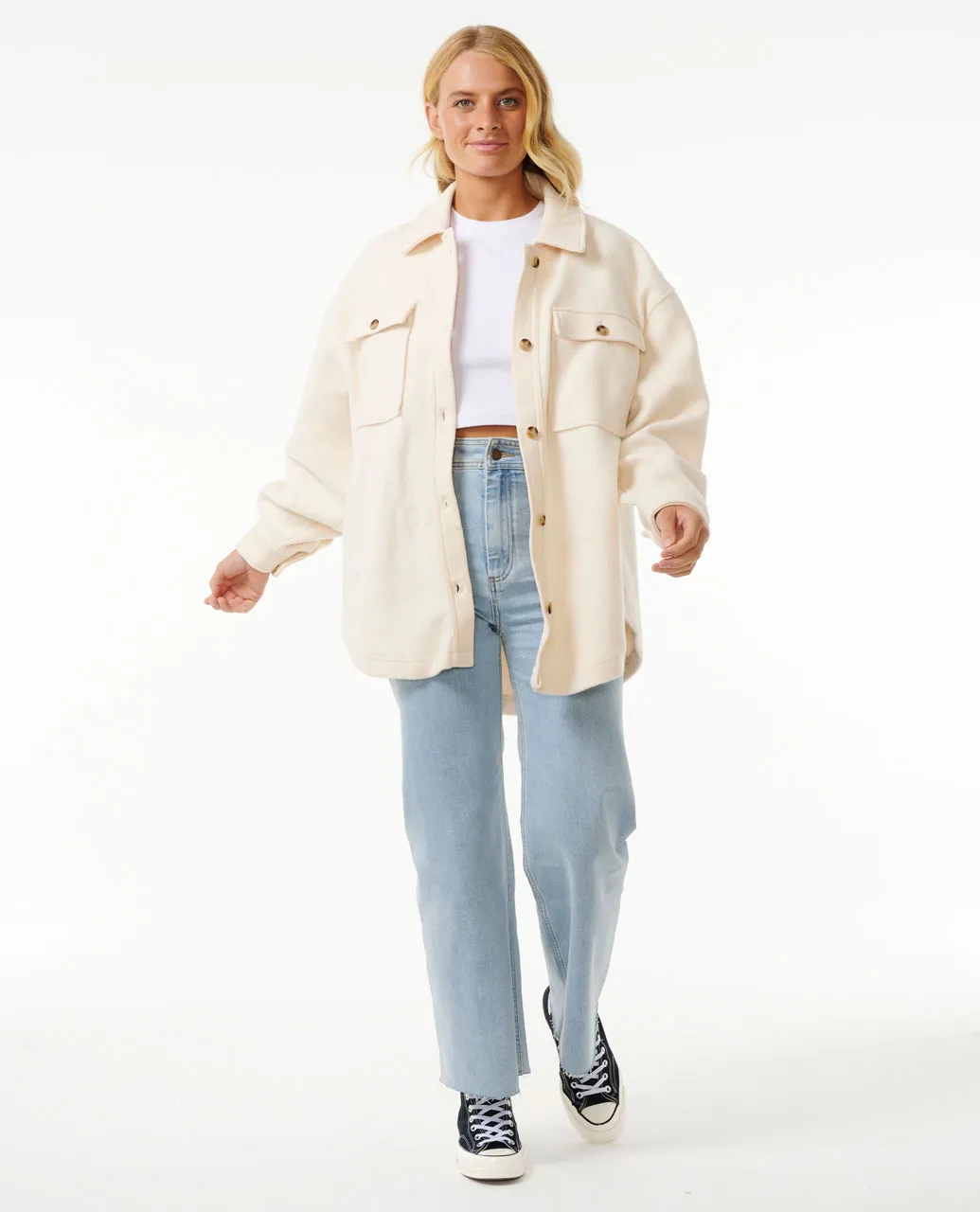 Rip Curl Women's High Tide Fleece Shacket Off White 02BWJA-0003 - Image 4