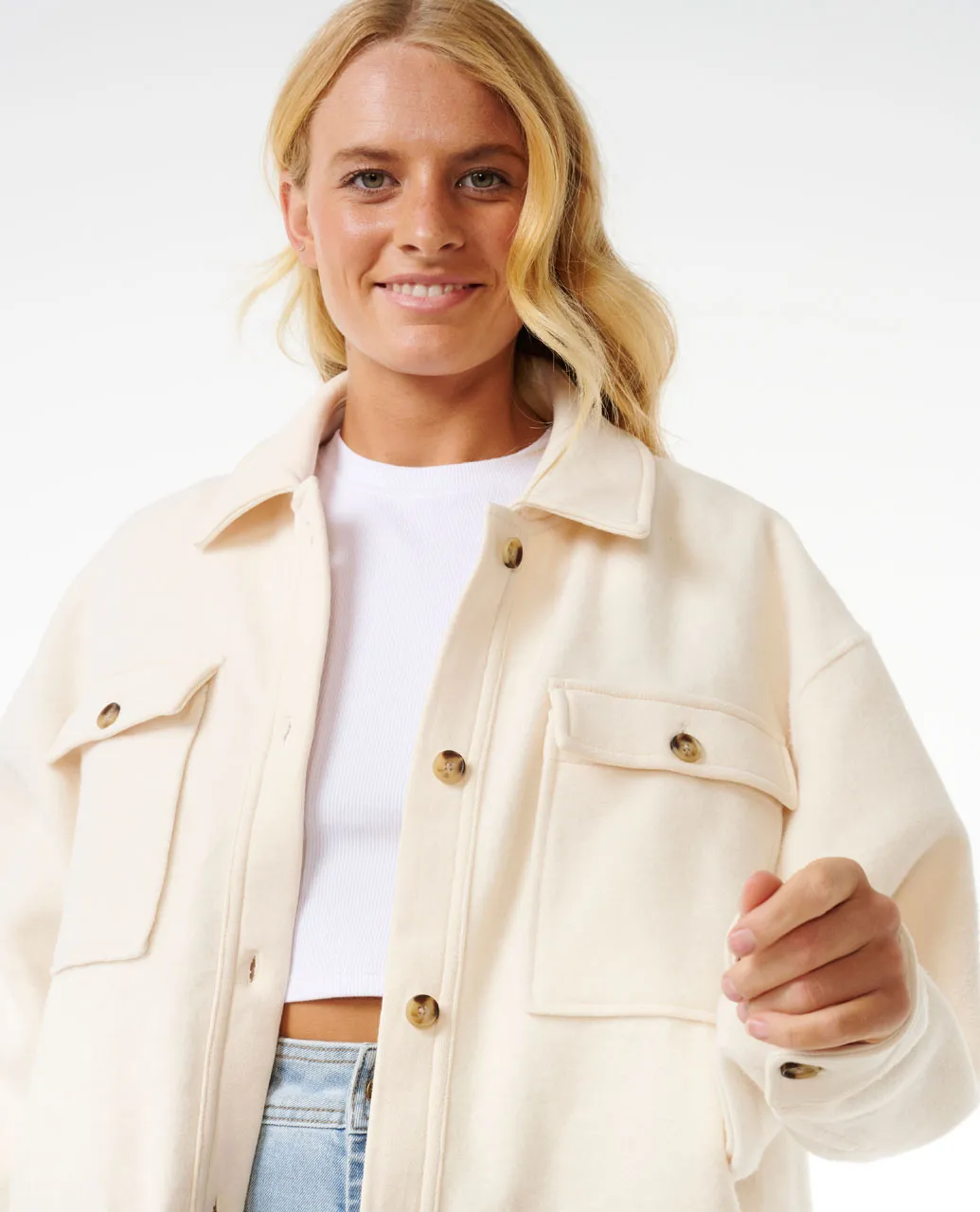 Rip Curl Women's High Tide Fleece Shacket Off White 02BWJA-0003 - Image 5