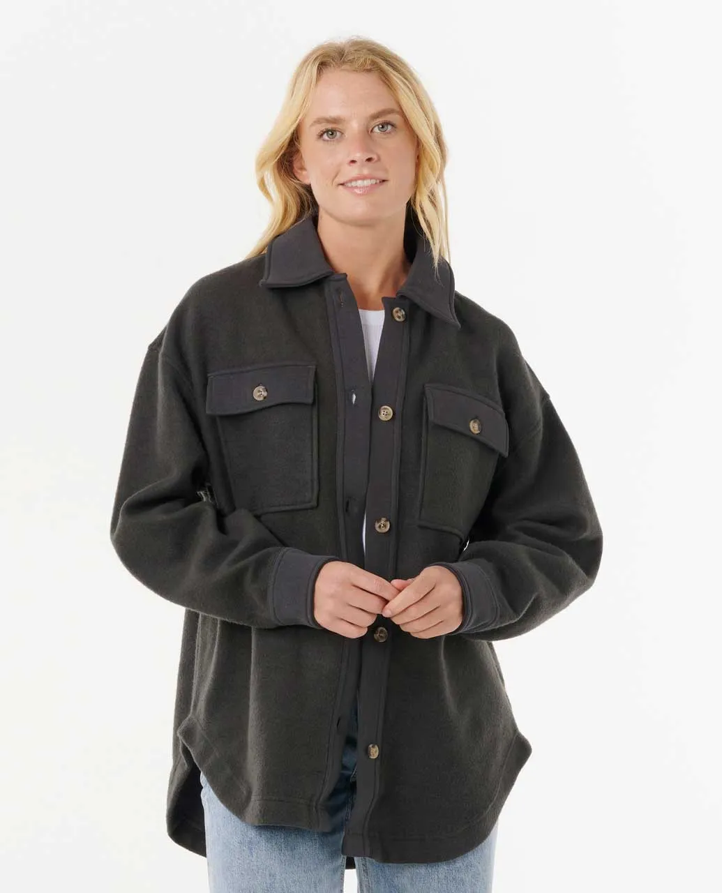 Rip Curl Women's High Tide Fleece Shacket Washed Black 02BWJA-8264 - Image 3