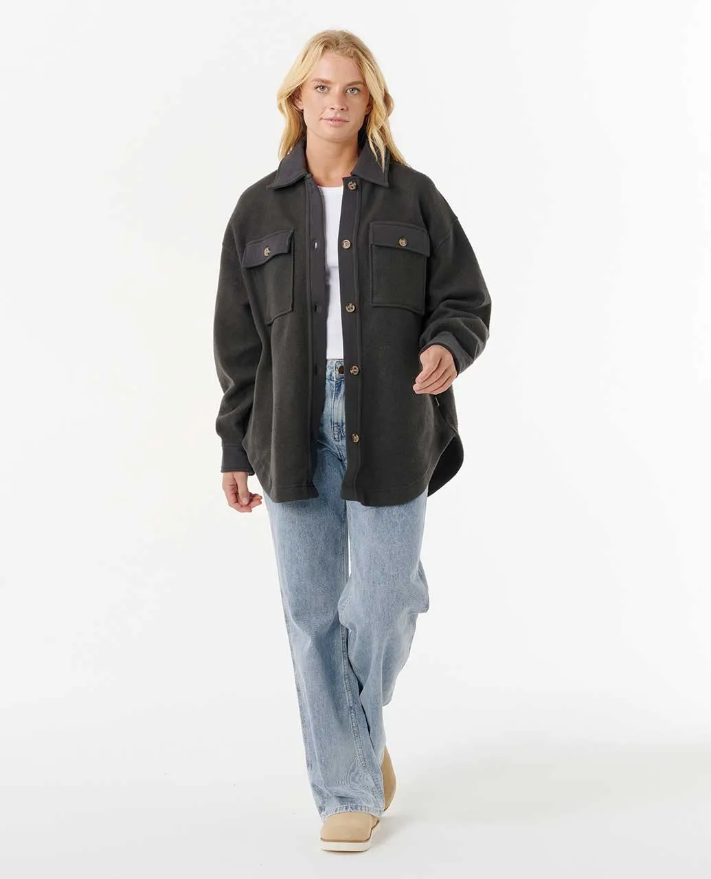 Rip Curl Women's High Tide Fleece Shacket Washed Black 02BWJA-8264 - Image 5