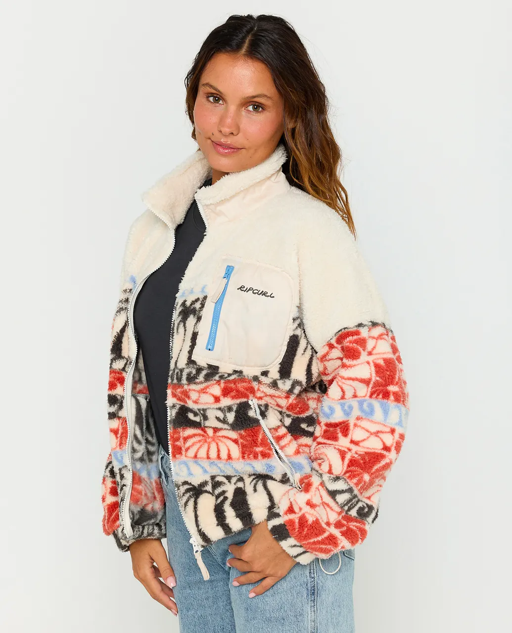 Rip Curl Women's Oceanic Zip Thru Polar Beige Fleece 09QWFL-0001 - Image 3