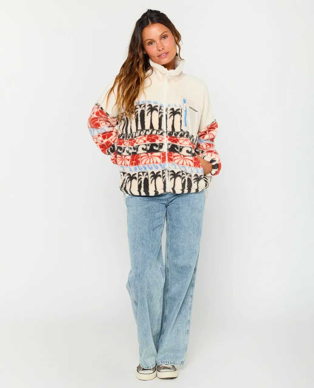 Rip Curl Women's Oceanic Zip Thru Polar Beige Fleece 09QWFL-0001 - Image 4