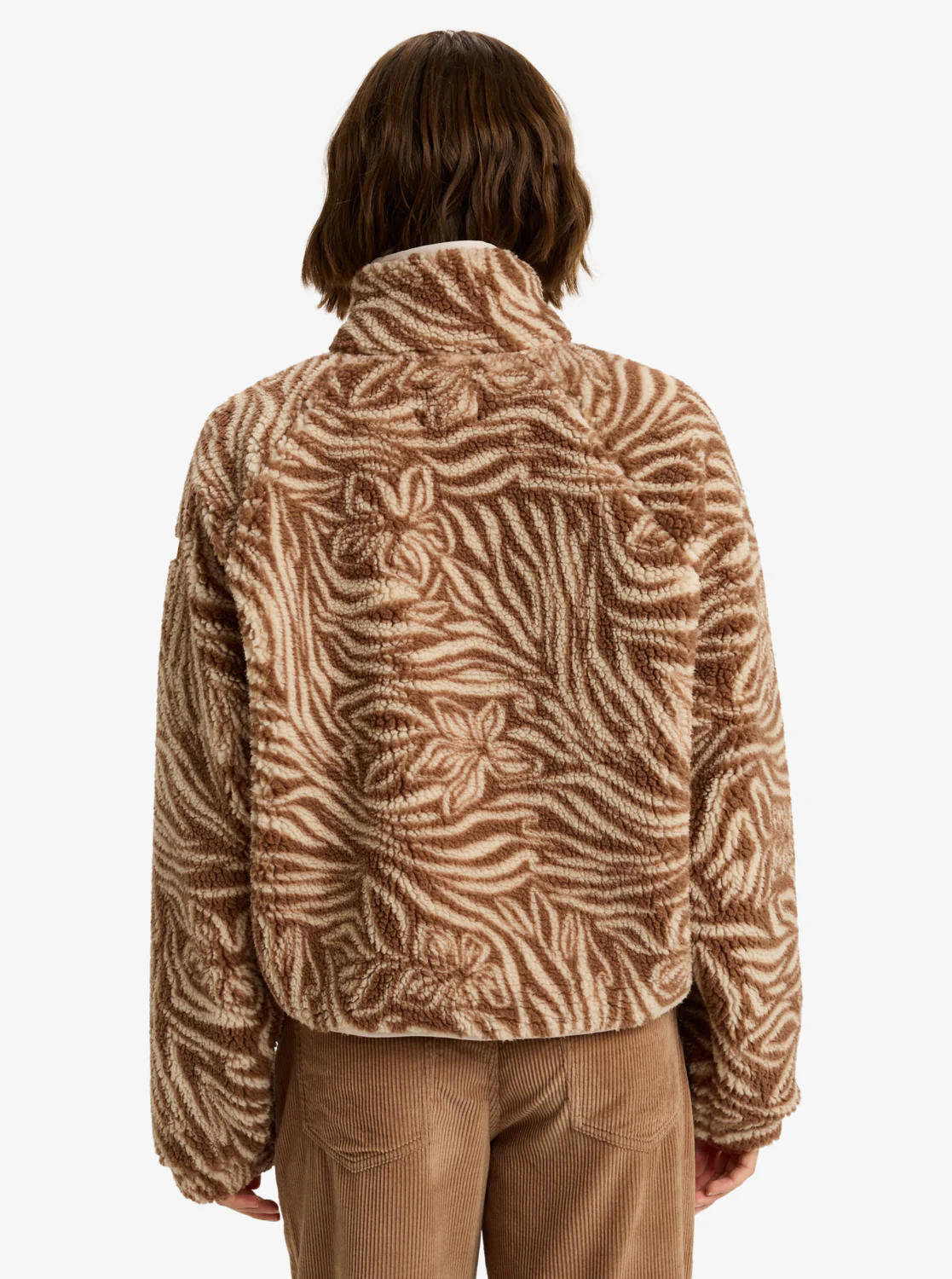 Roxy Women's Blurry Cloud Print Full Zip Relaxed Fleece Parchment Animal Floral Big ERJPF03236-TEC6 - Image 4