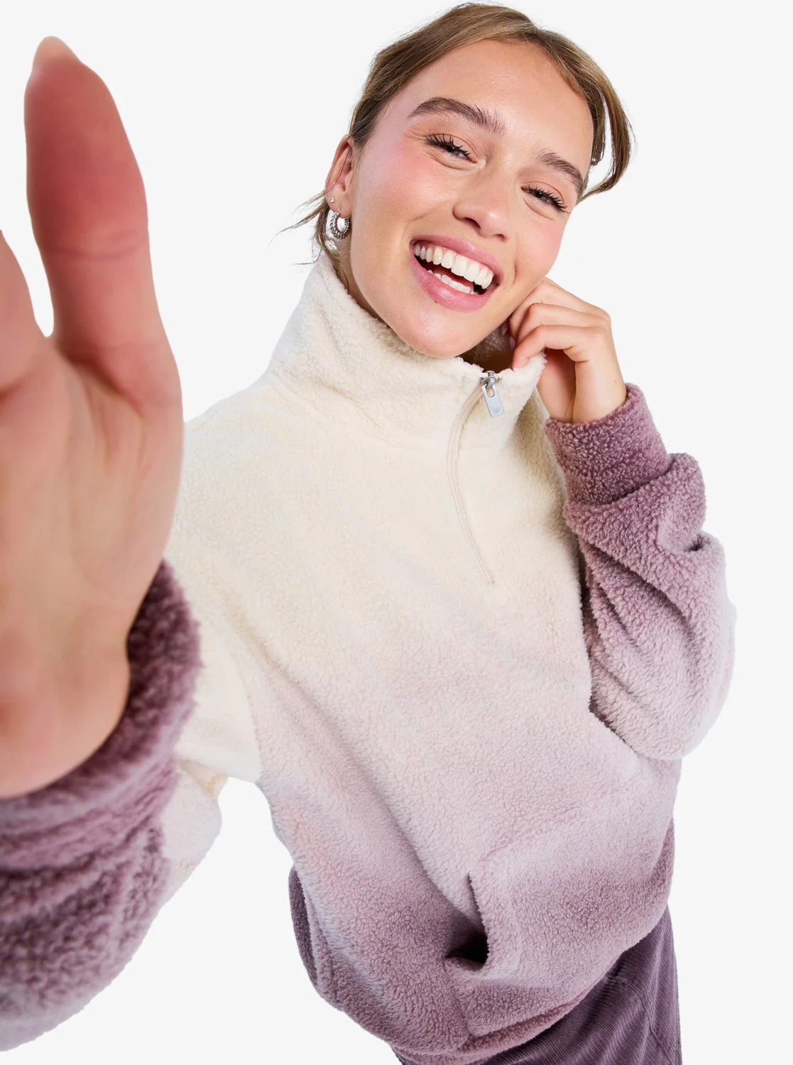 Roxy Women's Live Out Loud Gradient Printed Half Zip Fleece Huckleberry ERJPF03237-RRF0 - Image 4