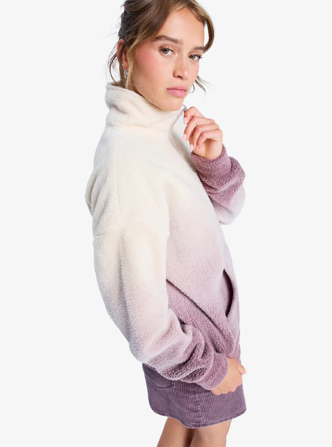 Roxy Women's Live Out Loud Gradient Printed Half Zip Fleece Huckleberry ERJPF03237-RRF0 - Image 5