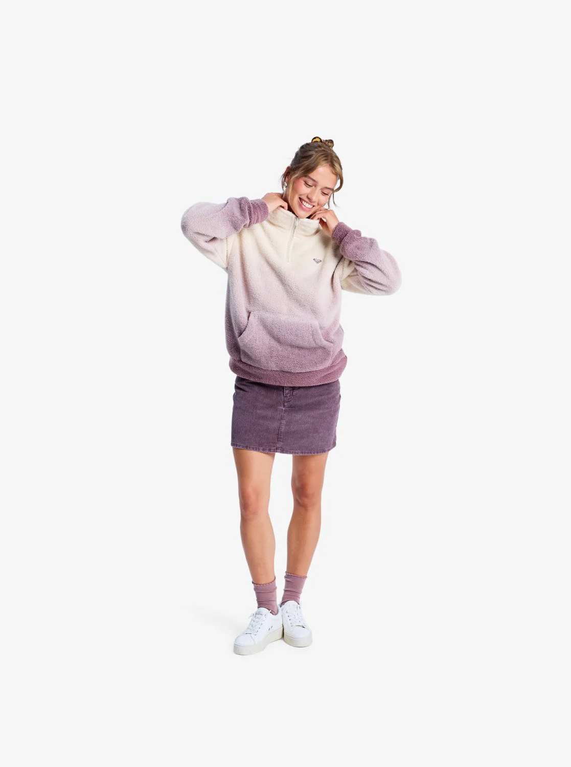 Roxy Women's Live Out Loud Gradient Printed Half Zip Fleece Huckleberry ERJPF03237-RRF0 - Image 8