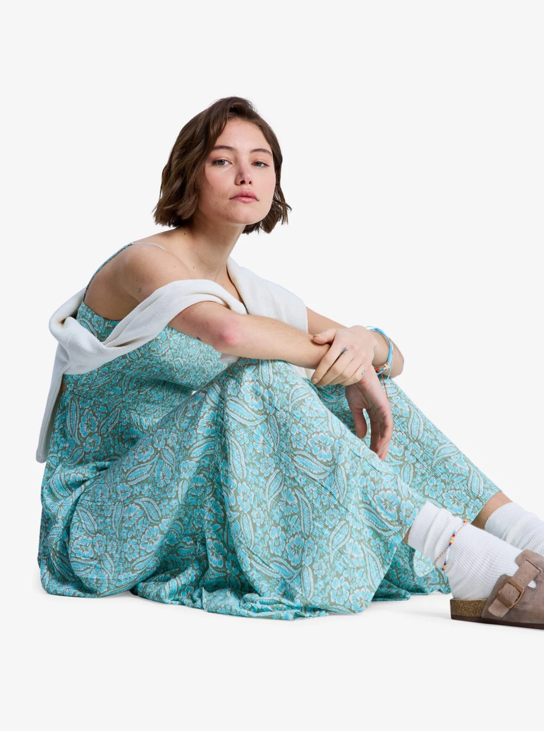 Roxy Women's Tropical Glow Maxi Printed Tiered Dress Oil Green Wildside Paisley ERJWD03965-GLD6 - Image 5