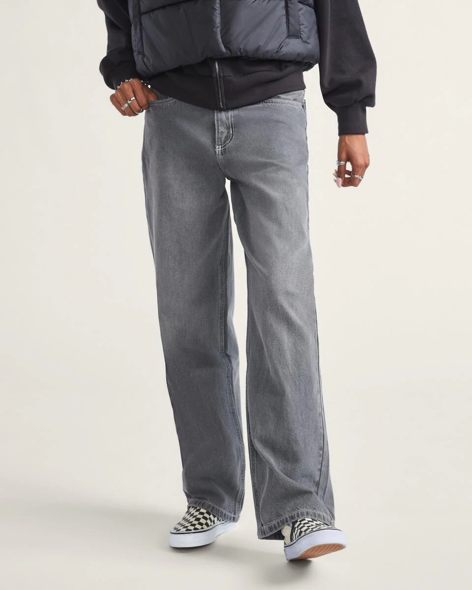 Vans Women's Sirelle 5 Pocket Puddle Pants Grey Wash VN000MB5Y7J - Image 3