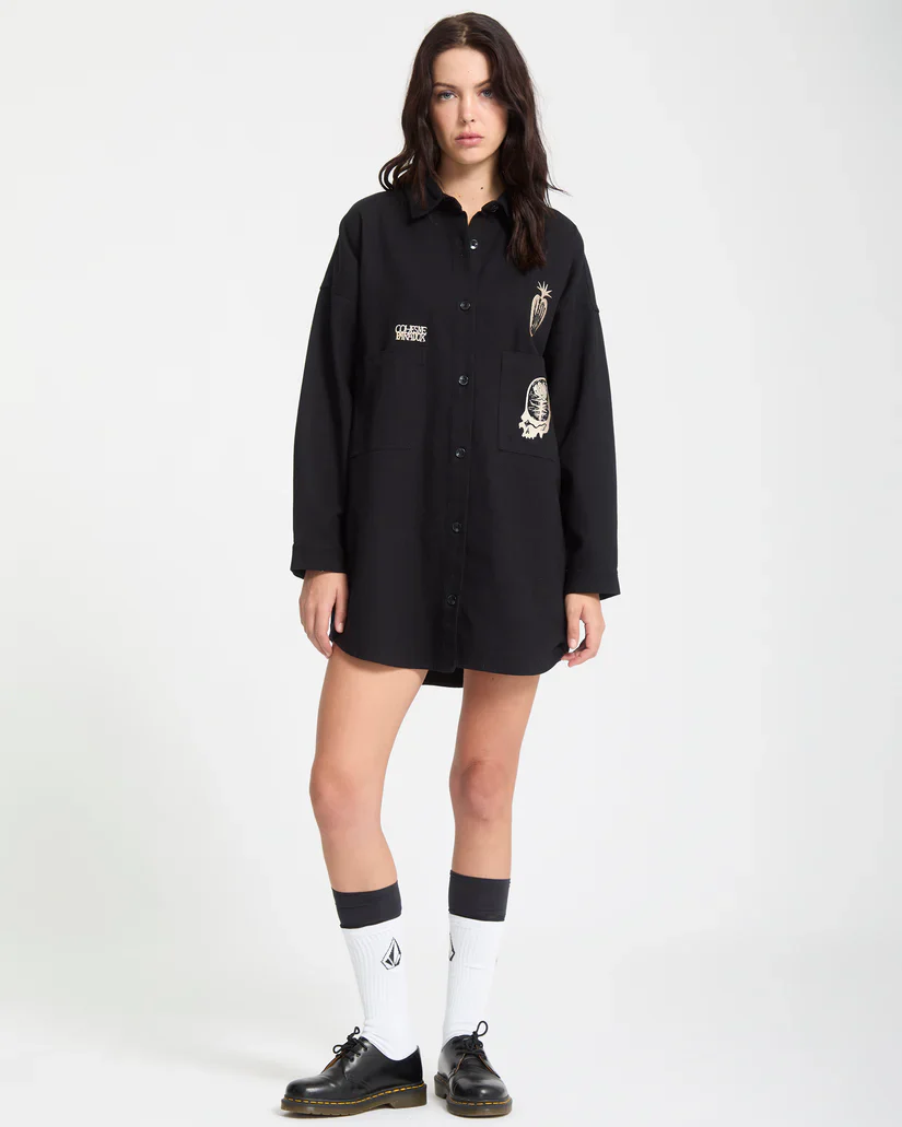 Volcom Women's Vaderetro Dress Black B1332511-BLK - Image 7